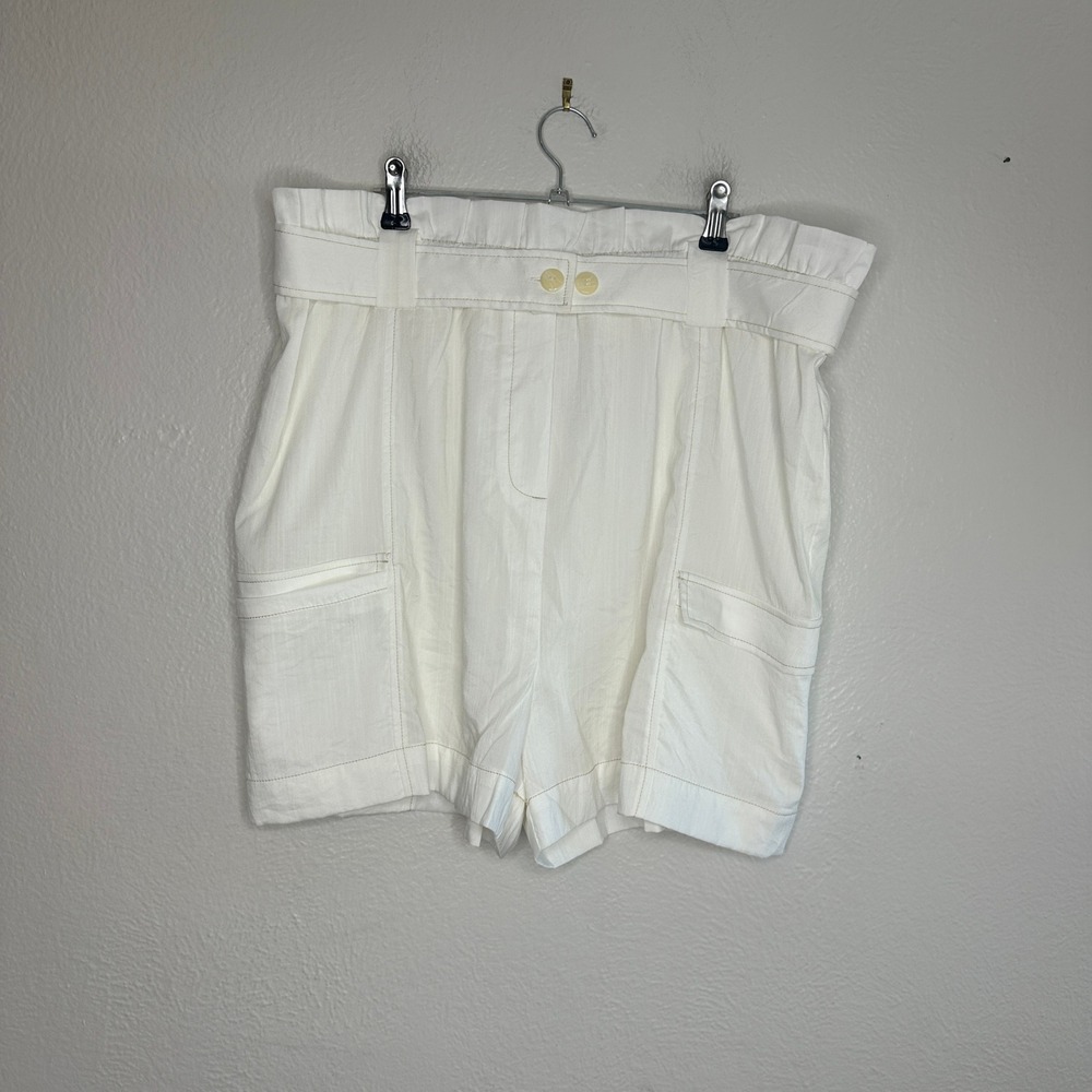 Anthropologie Moon River White High Waisted Paperbag Utility Cargo Shorts XL New - Picture 4 of 9